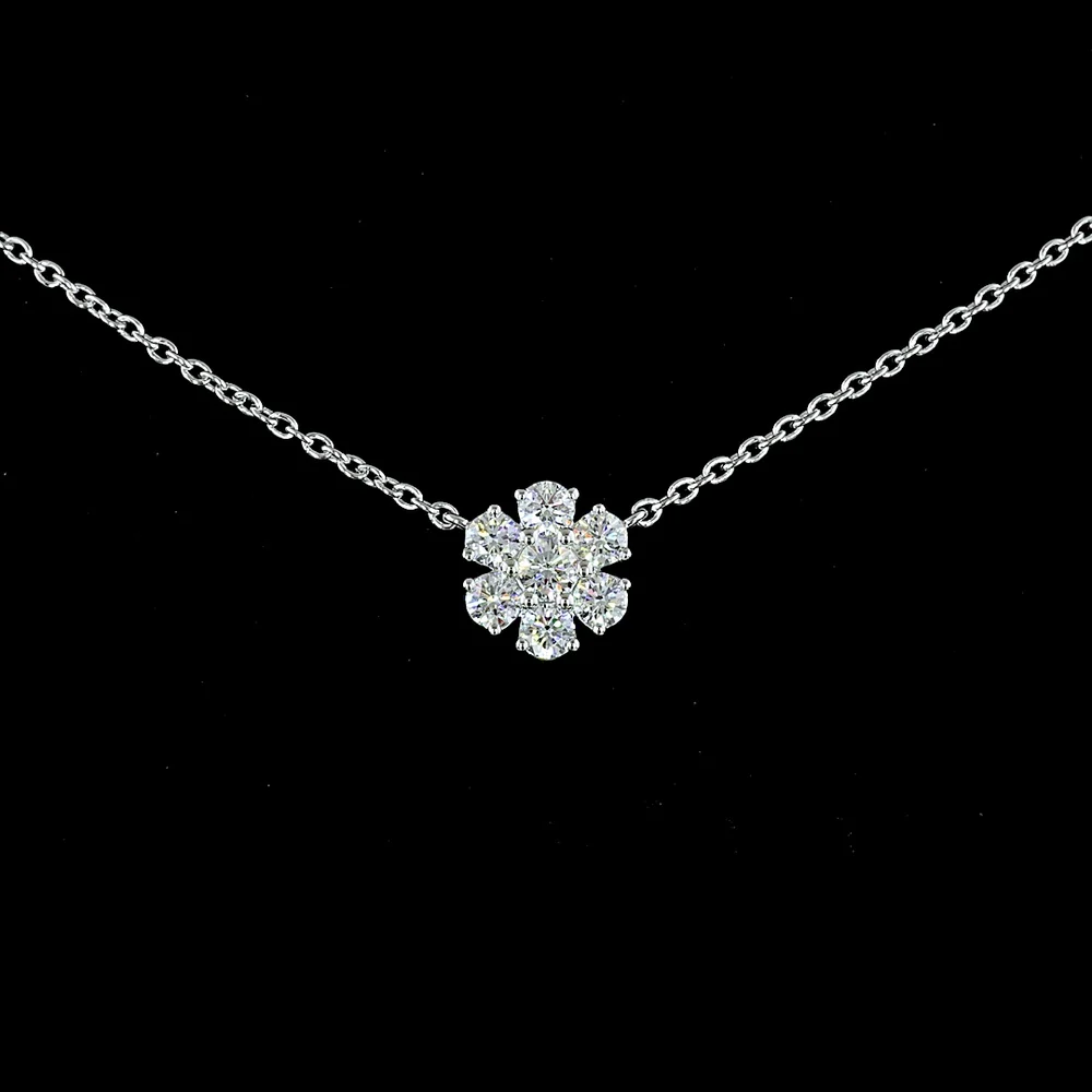 18K White Gold Station Necklace with Round Lab Diamond Floral Motifs - 2.95 Carat Total Diamond Weight - Covaloro Fine Jewelry - Image 2