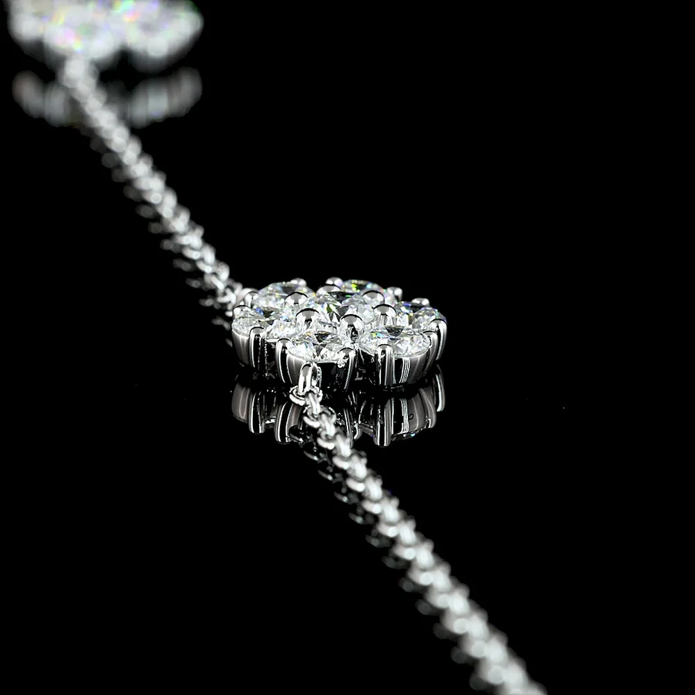 18K White Gold Station Necklace with Round Lab Diamond Floral Motifs - 2.95 Carat Total Diamond Weight - Covaloro Fine Jewelry - Image 3