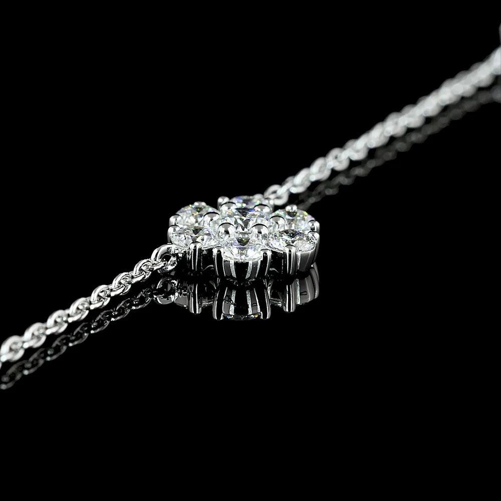18K White Gold Station Necklace with Round Lab Diamond Floral Motifs - 2.95 Carat Total Diamond Weight - Covaloro Fine Jewelry - Image 4