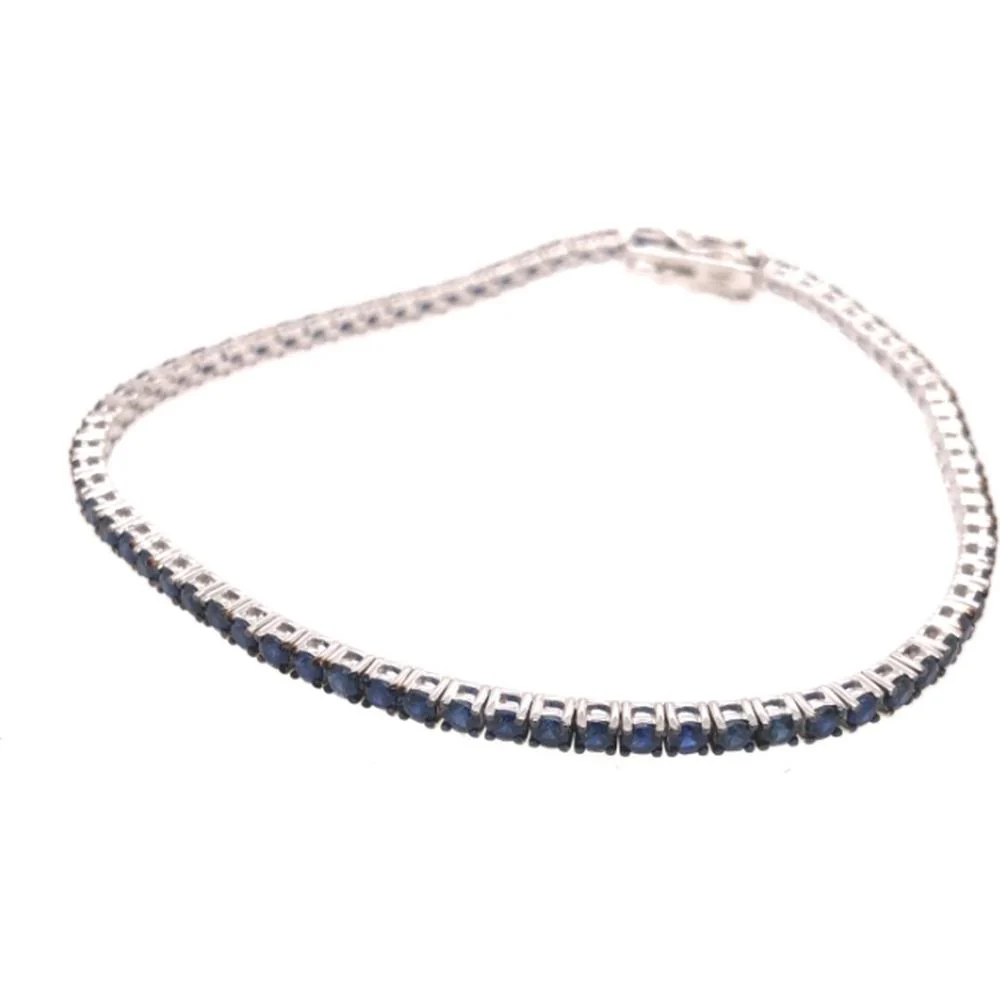 18K White Gold Tennis Bracelet with Blue Sapphires by Afarin