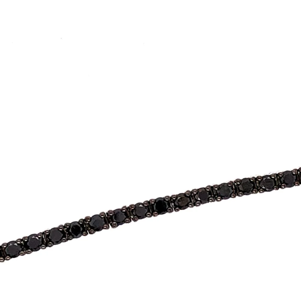 18K White Gold Tennis Bracelet with Round Black Diamonds by Afarin
