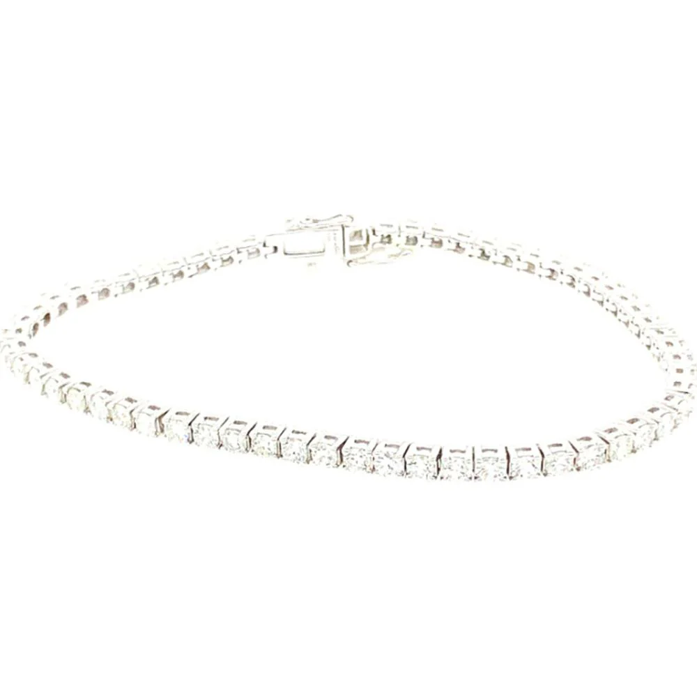 18K White Gold Tennis Bracelet with Round Diamonds by Afarin