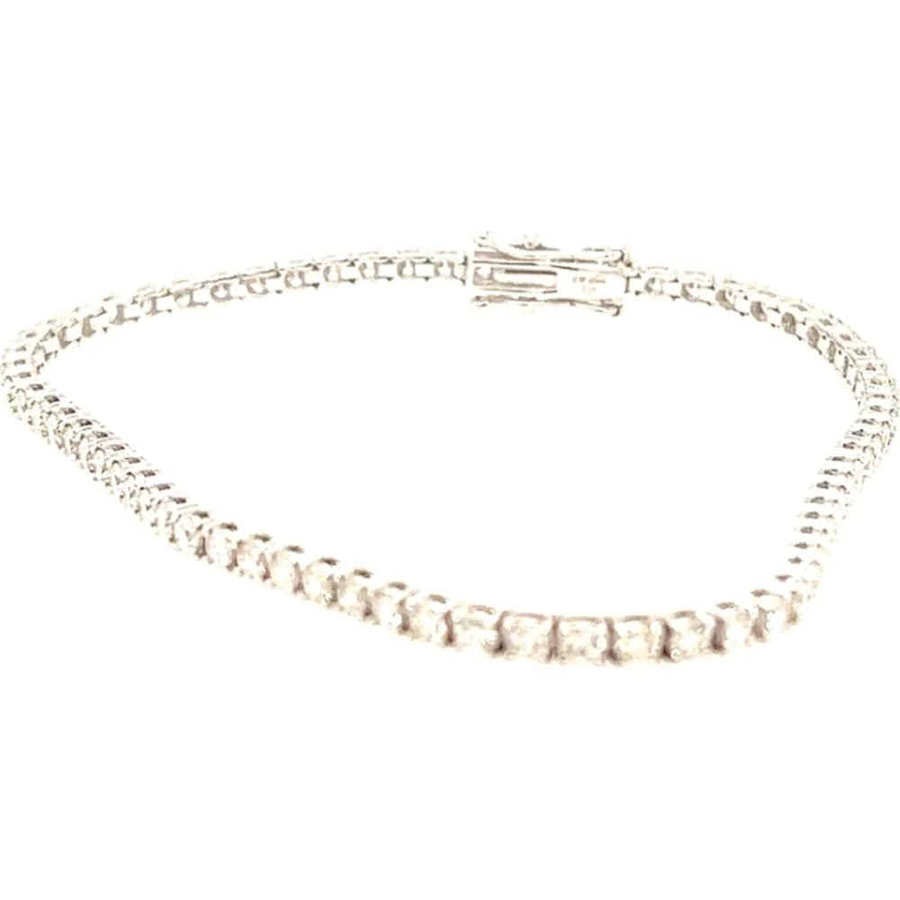 18K White Gold Tennis Bracelet with Round Diamonds by Afarin