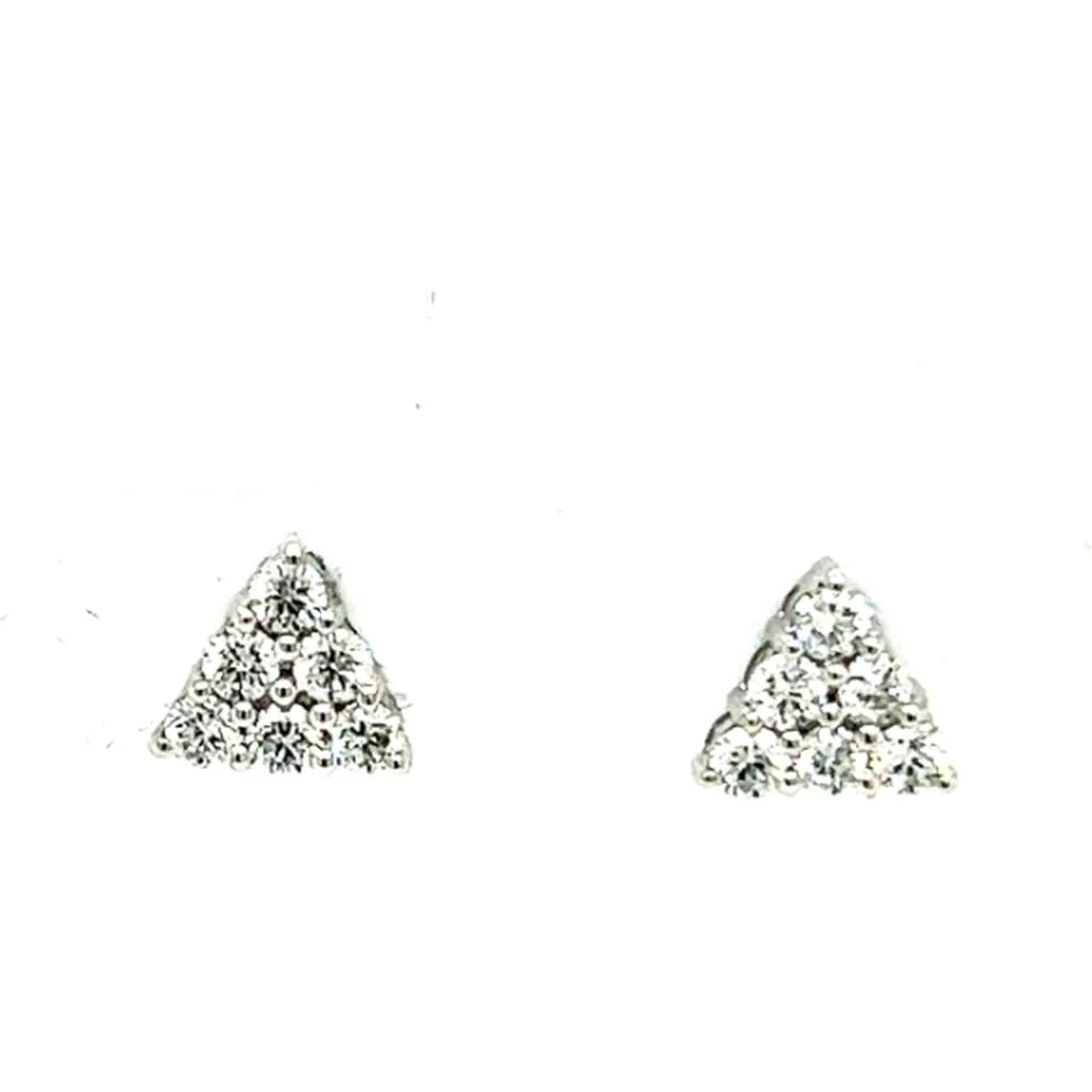 18K White Gold Triangle Cluster Diamond Stud Earrings by Afarin