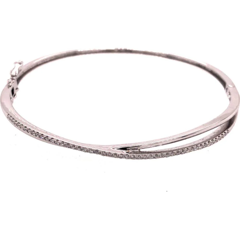 18K White Gold Twisted Diamond Bangle Bracelet by Afarin
