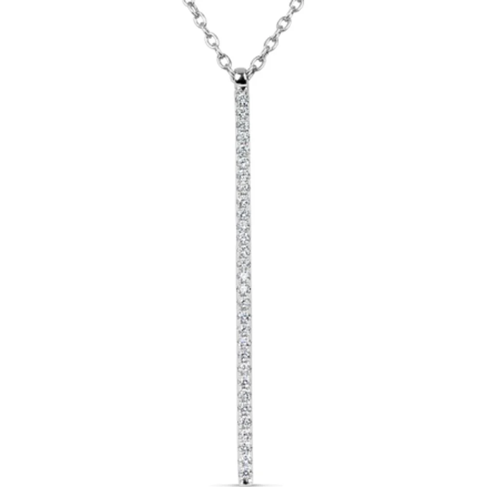 18K White Gold Vertical Bar Diamond Pendant Necklace by Afarin