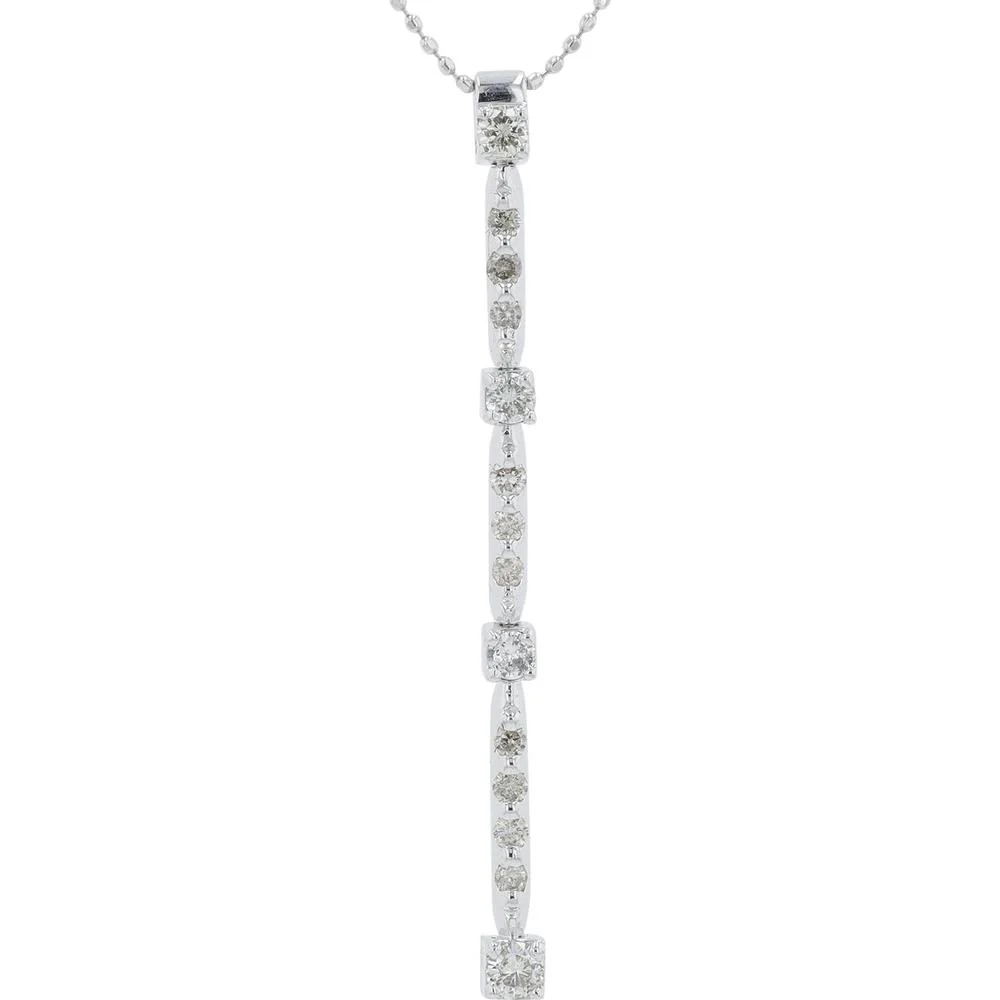 18K White Gold Vertical Diamond Pendant Necklace with 0.50 Carat Total Round Diamonds
