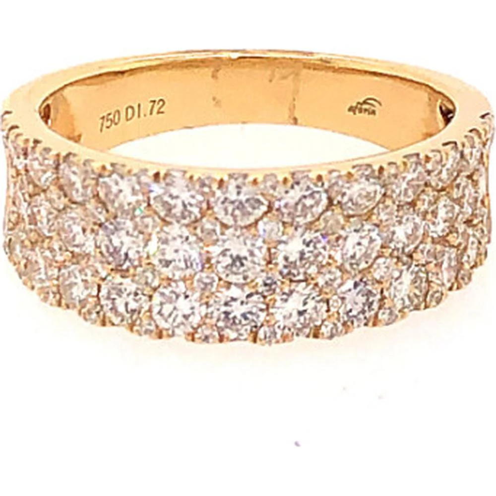 18K White Gold Wide Diamond Band Ring with Rows of Round Diamonds by Afarin