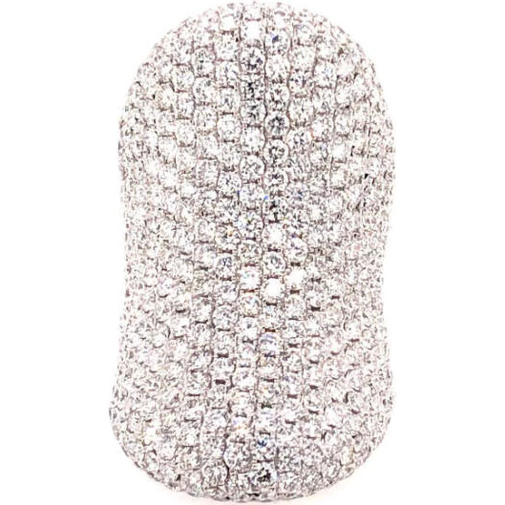 18K White Gold Wide Dome Pavé Diamond Ring by Afarin