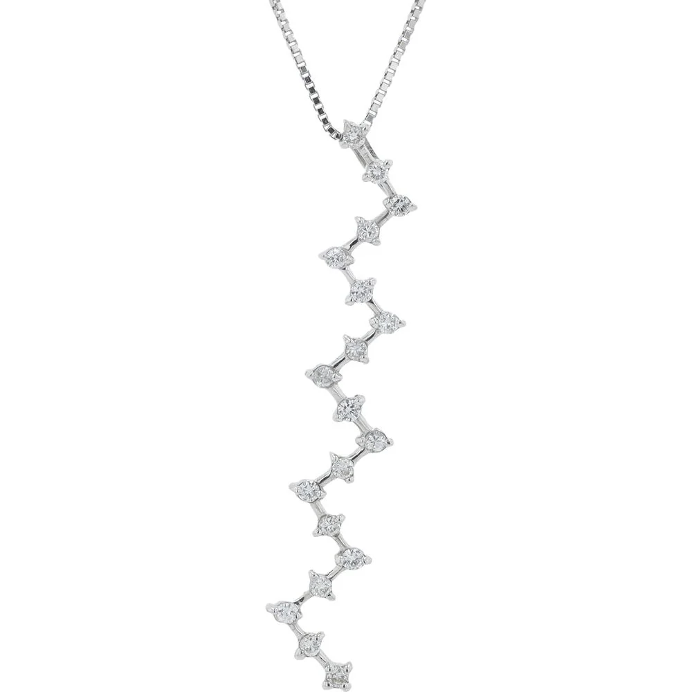18K White Gold Zigzag Diamond Necklace - 0.30 Carat Total Diamond Weight
