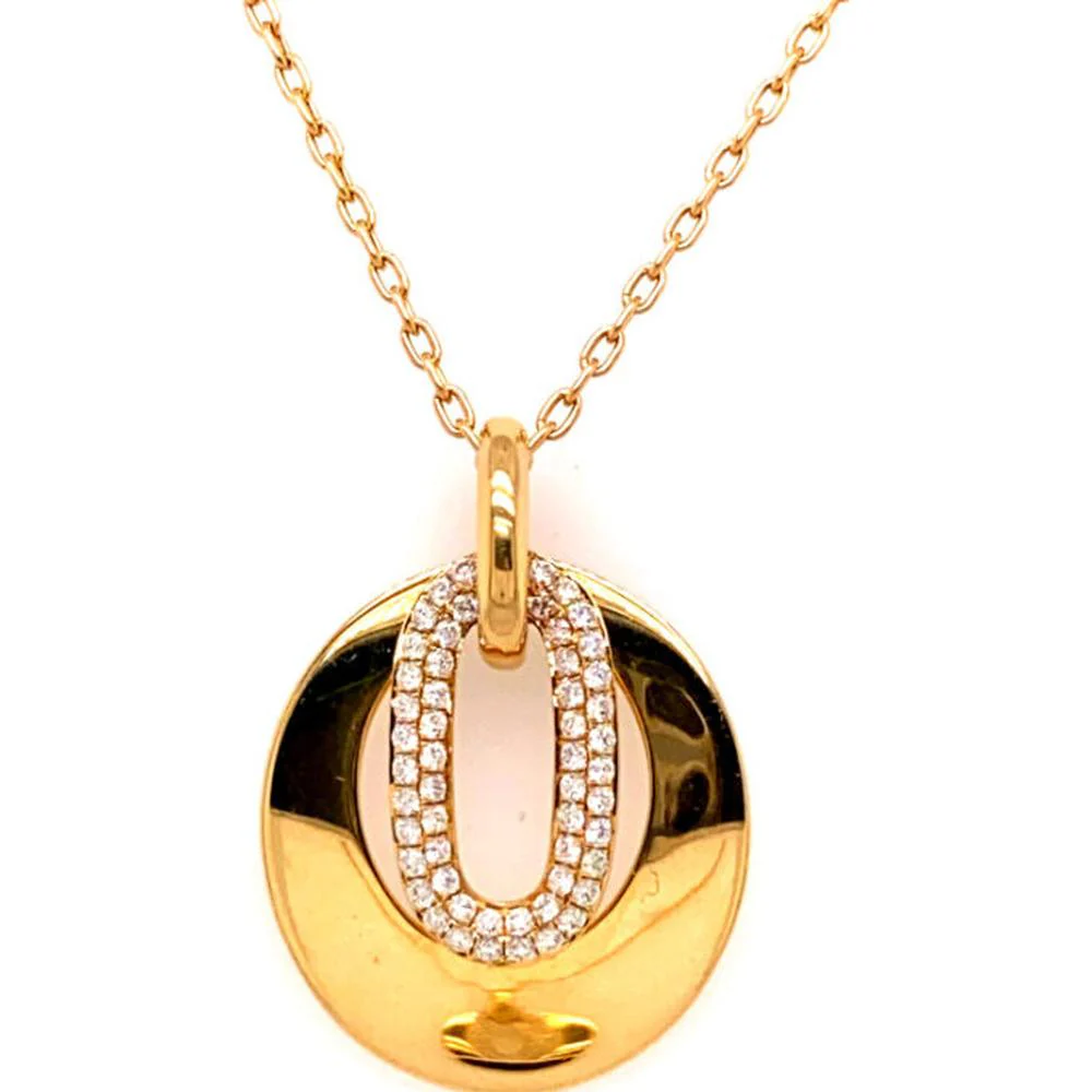 18K Yellow and Rose Gold Oval Diamond Pendant Necklace by Afarin