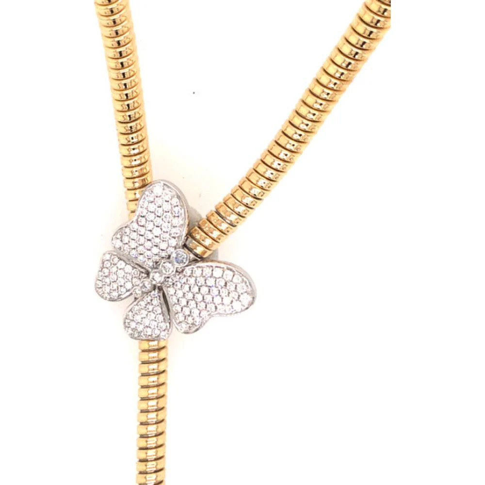 18K Yellow and White Gold Diamond Butterfly Motif Necklace by Afarin