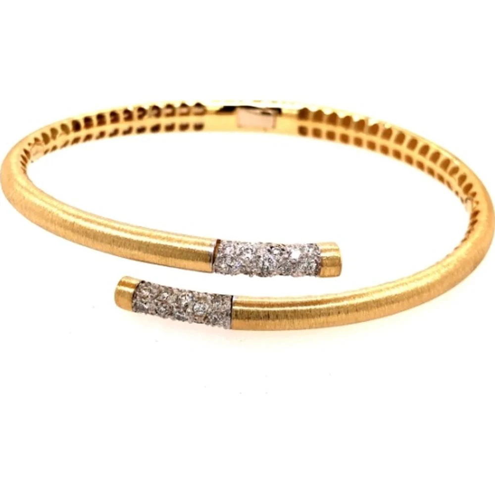 18K Yellow and White Gold Open Diamond Bangle Bracelet by Afarin