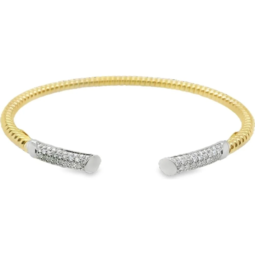 18K Yellow and White Gold Open Diamond Bangle Bracelet by Afarin