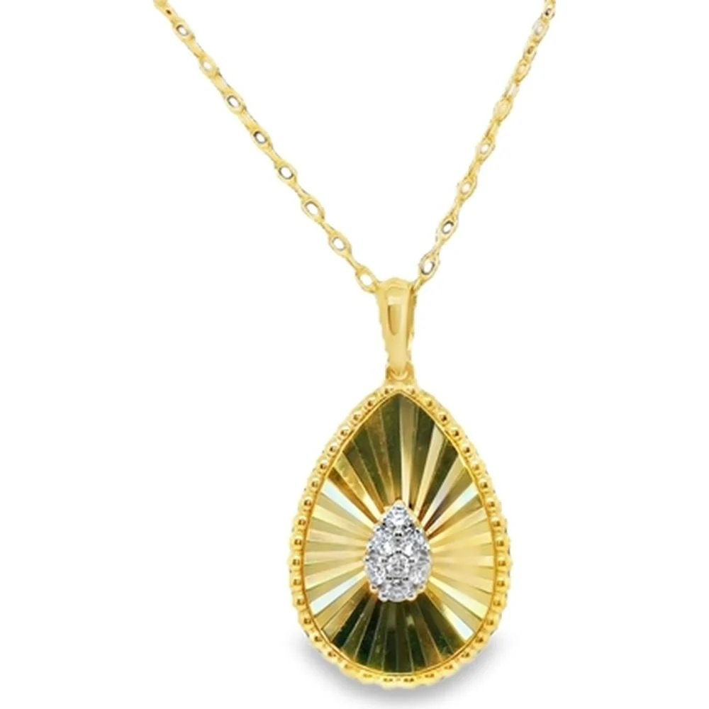 18K Yellow and White Gold Pear-Shaped Diamond Pendant Necklace by Afarin