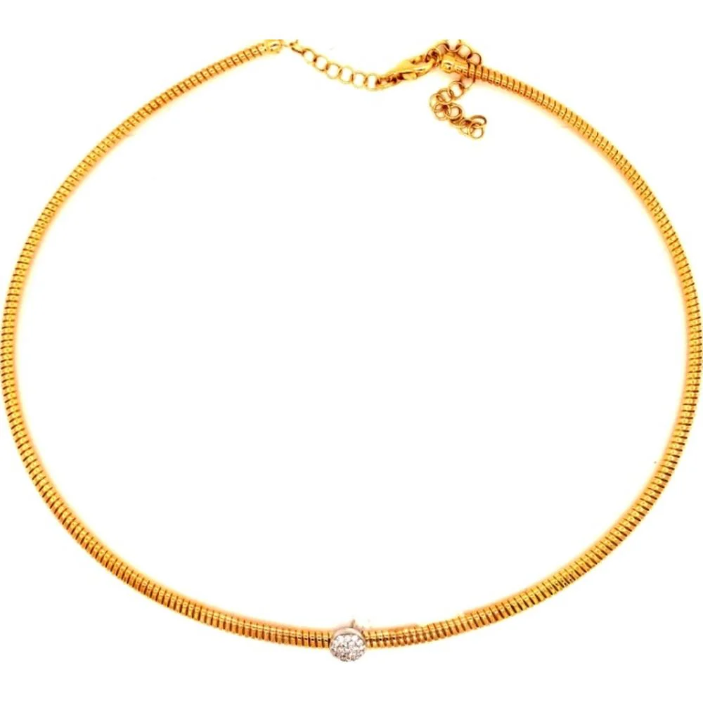 18K Yellow and White Gold Station Necklace with Round Diamond Center Accent by Afarin