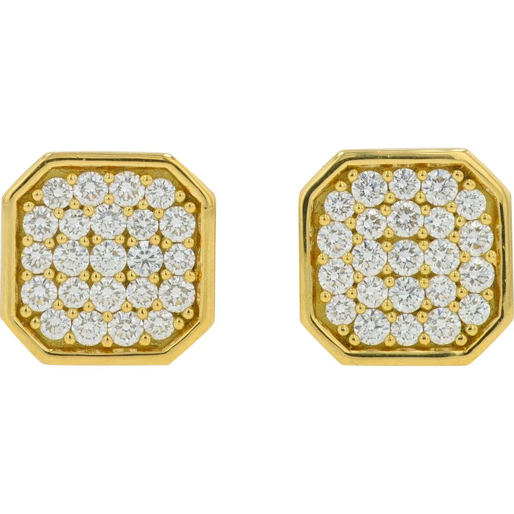 18K Yellow Gold 0.42 Carat Total Weight Diamond Cluster Stud Earrings by Penny Preville