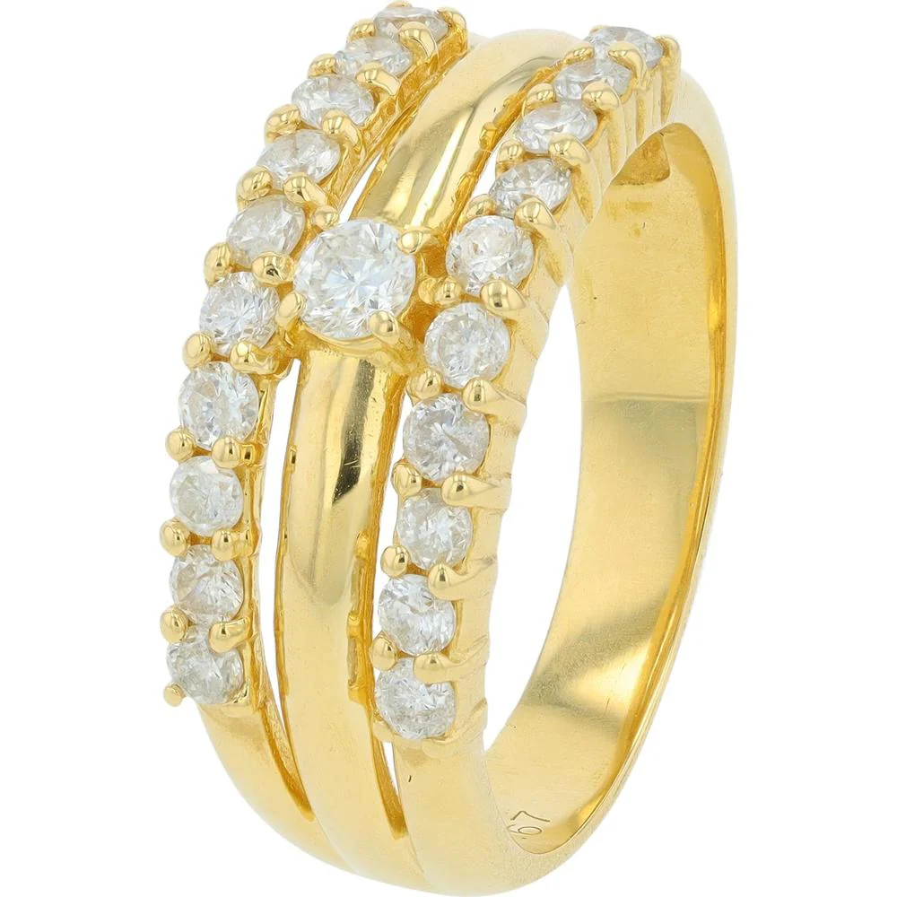18K Yellow Gold 0.67 Carat Total Diamond Weight Band Ring - Brilliant Round Cut Diamonds