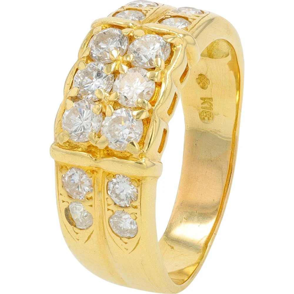 18K Yellow Gold 1.14 Carat Diamond Ring with Milgrain Detail