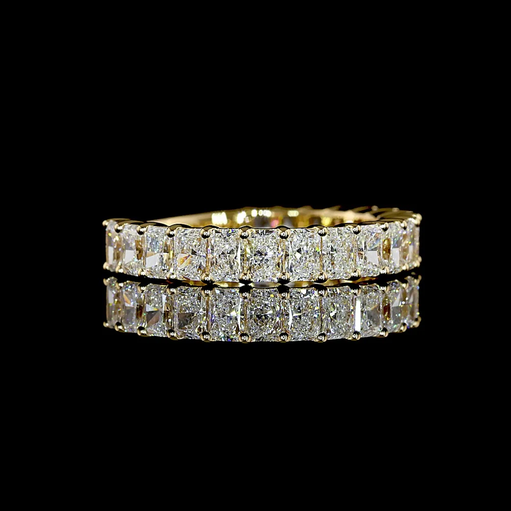 18K Yellow Gold 3/4 Eternity Band with 19 North-South Radiant Cut Lab Diamonds - 2.32 Carats Total Diamond Weight - Covaloro Fine Jewelry