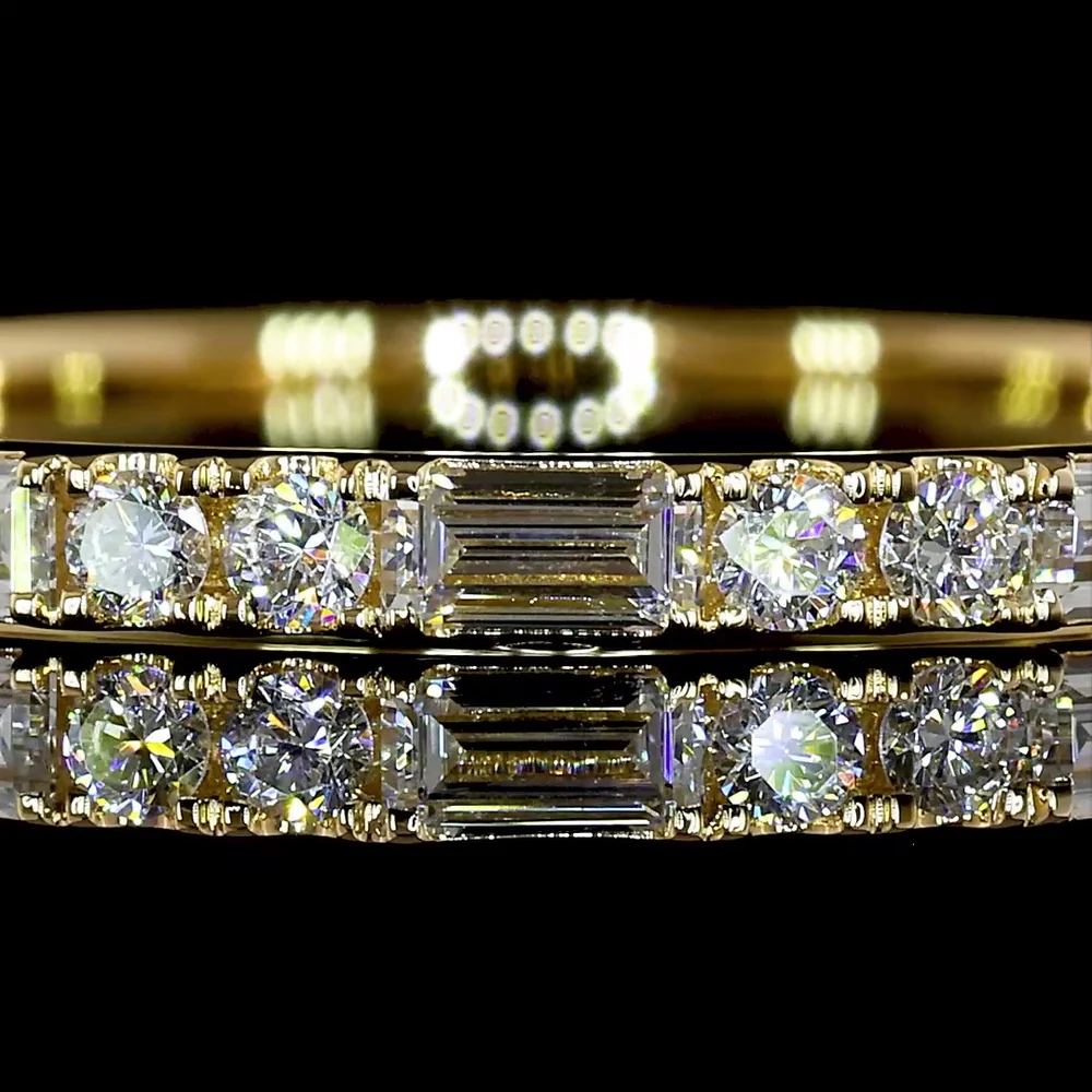 18K Yellow Gold 3/4 Eternity Band with Alternating Baguette and Round Brilliant Lab Diamonds - 0.54 Carats Total Diamond Weight - Covaloro Fine Jewelry - Image 2