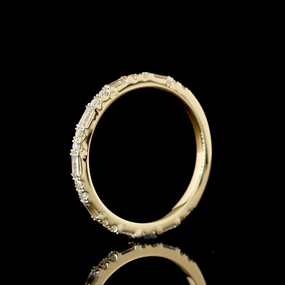 18K Yellow Gold 3/4 Eternity Band with Alternating Baguette and Round Brilliant Lab Diamonds - 0.54 Carats Total Diamond Weight - Covaloro Fine Jewelry - Image 4