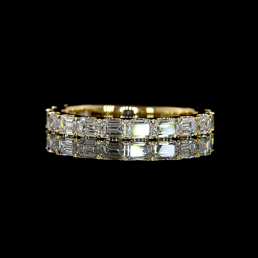 18K Yellow Gold 3/4 Eternity Band with East-West Set Emerald Cut Lab Diamonds - 1.38 Carat Total Weight, E-F Color, VS Clarity - Covaloro Fine Jewelry