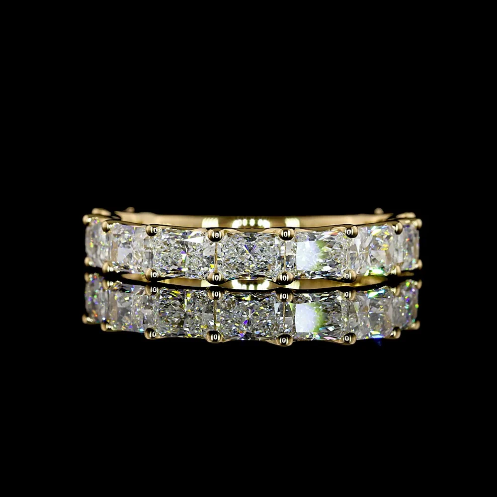 18K Yellow Gold 3/4 Eternity Band with East-West Set Radiant Cut Lab Diamonds - 2.29 Carat Total Weight - Covaloro Fine Jewelry