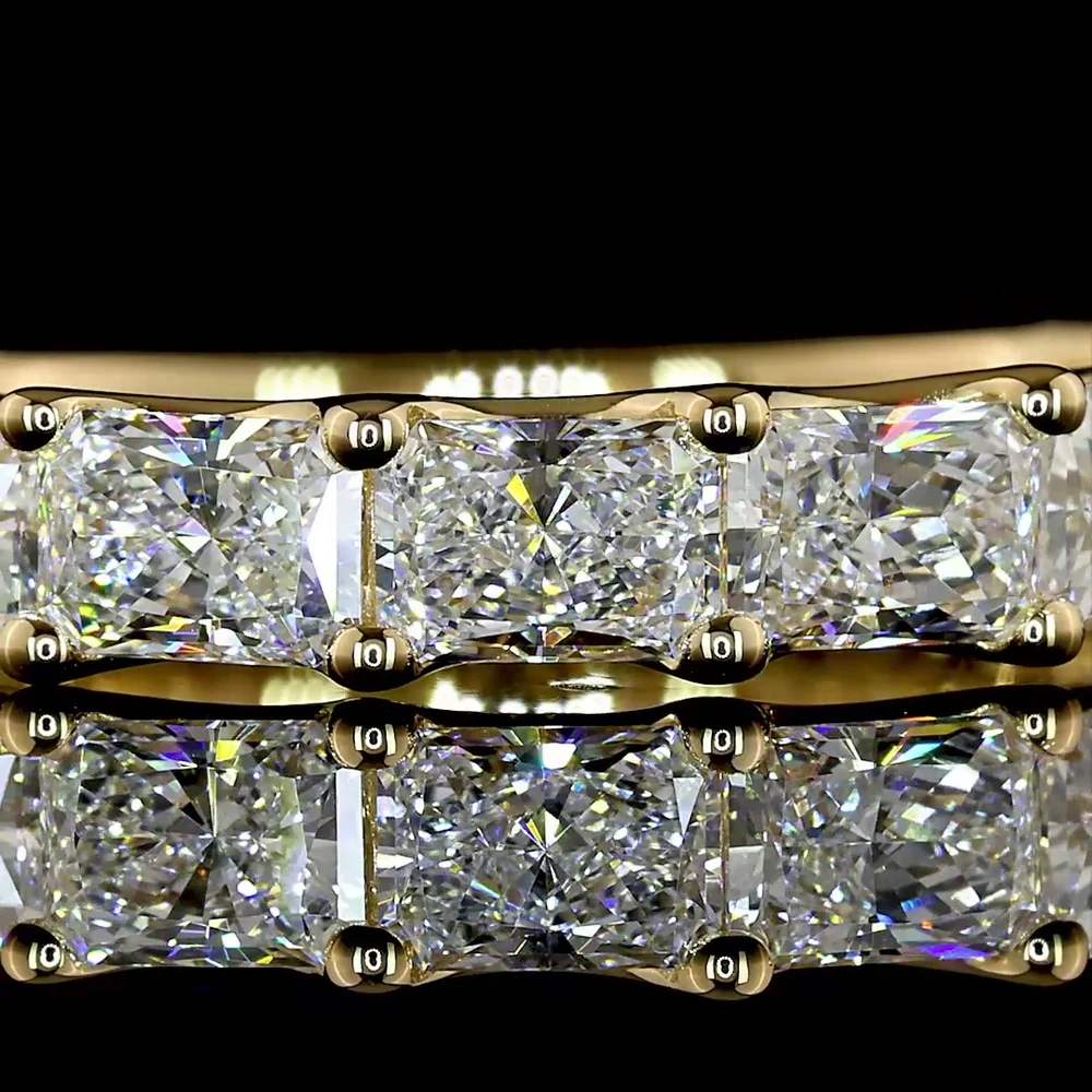 18K Yellow Gold 3/4 Eternity Band with East-West Set Radiant Cut Lab Diamonds - 2.29 Carat Total Weight - Covaloro Fine Jewelry - Image 2