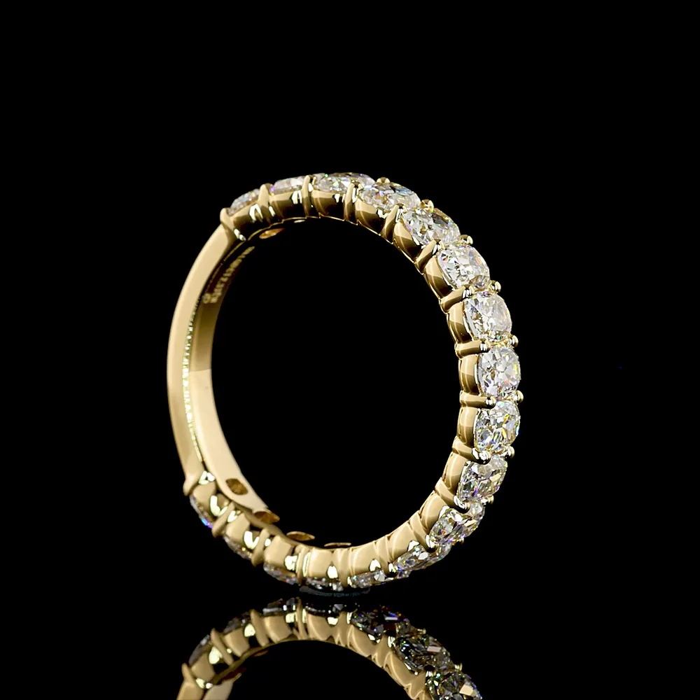 18K Yellow Gold 3/4 Eternity Band with North-South Antique Cushion Cut Lab Diamonds - 2.33 Carats Total Diamond Weight - Covaloro Fine Jewelry - Image 3