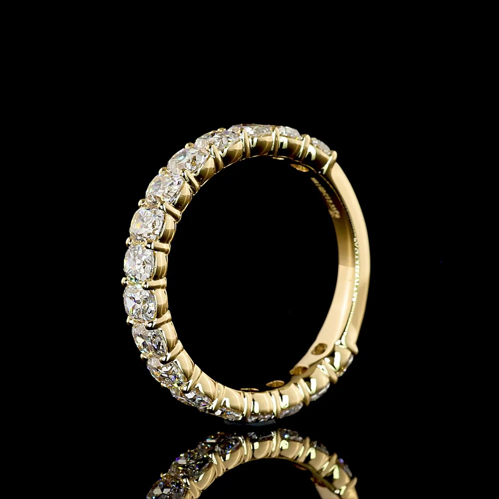 18K Yellow Gold 3/4 Eternity Band with North-South Antique Cushion Cut Lab Diamonds - 2.33 Carats Total Diamond Weight - Covaloro Fine Jewelry - Image 4