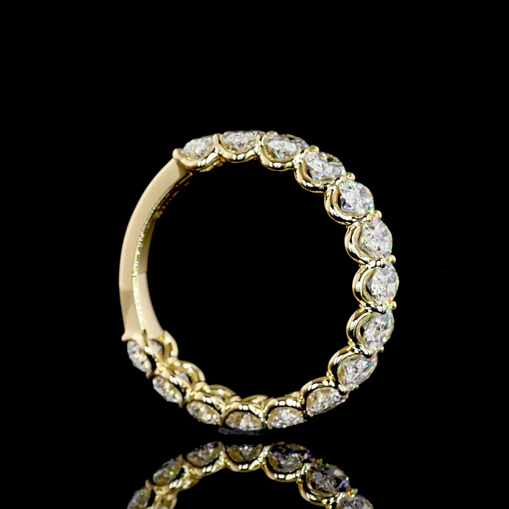 18K Yellow Gold 3/4 Eternity Band with North-South Oval Cut Lab Diamonds - 2.93 Carat Total Weight, E-F VS Clarity - Covaloro Fine Jewelry - Image 3