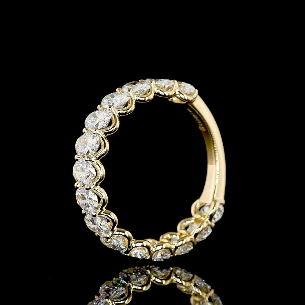 18K Yellow Gold 3/4 Eternity Band with North-South Oval Cut Lab Diamonds - 2.93 Carat Total Weight, E-F VS Clarity - Covaloro Fine Jewelry - Image 4