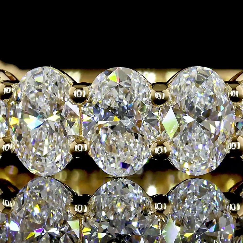 18K Yellow Gold 3/4 Eternity Band with North-South Oval Cut Lab Grown Diamonds - 3.21 Carat Total Weight, E-F Color VS1 Clarity - Covaloro Fine Jewelry - Image 2