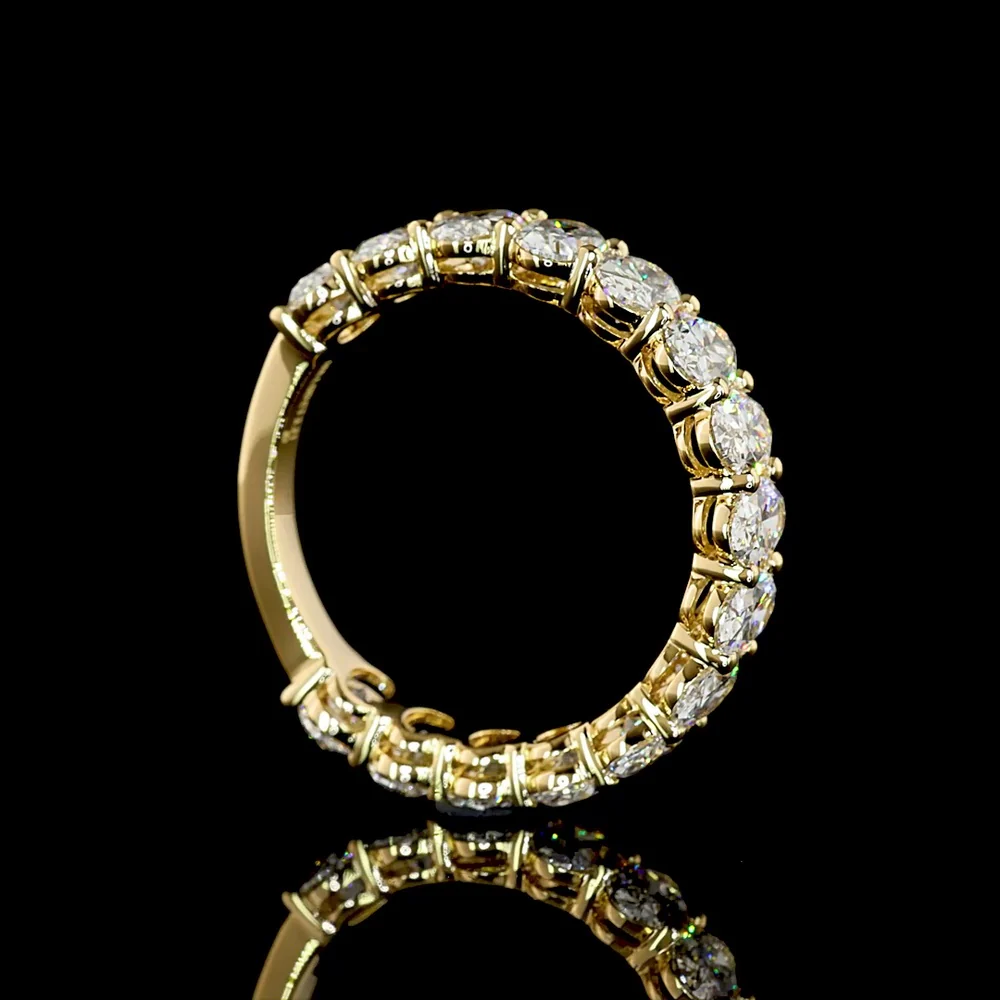 18K Yellow Gold 3/4 Eternity Band with North-South Oval Cut Lab Grown Diamonds - 3.21 Carat Total Weight, E-F Color VS1 Clarity - Covaloro Fine Jewelry - Image 3
