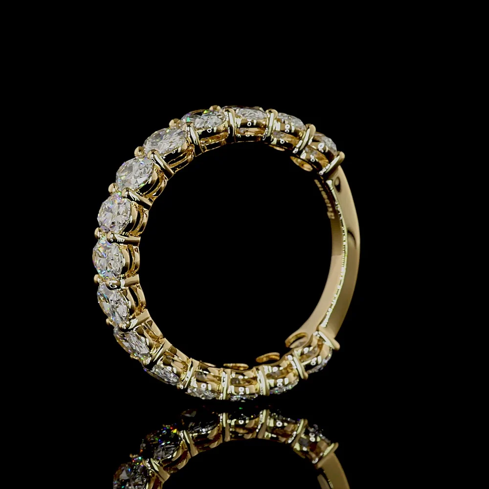 18K Yellow Gold 3/4 Eternity Band with North-South Oval Cut Lab Grown Diamonds - 3.21 Carat Total Weight, E-F Color VS1 Clarity - Covaloro Fine Jewelry - Image 4