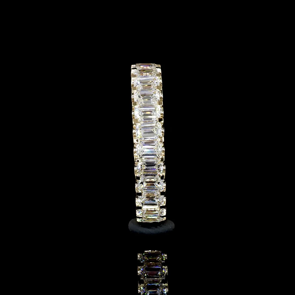 18K Yellow Gold 3/4 Eternity Band with North-South Prong Set Emerald Cut Lab Diamonds - 1.22 Carat Total Diamond Weight - Covaloro Fine Jewelry - Image 2