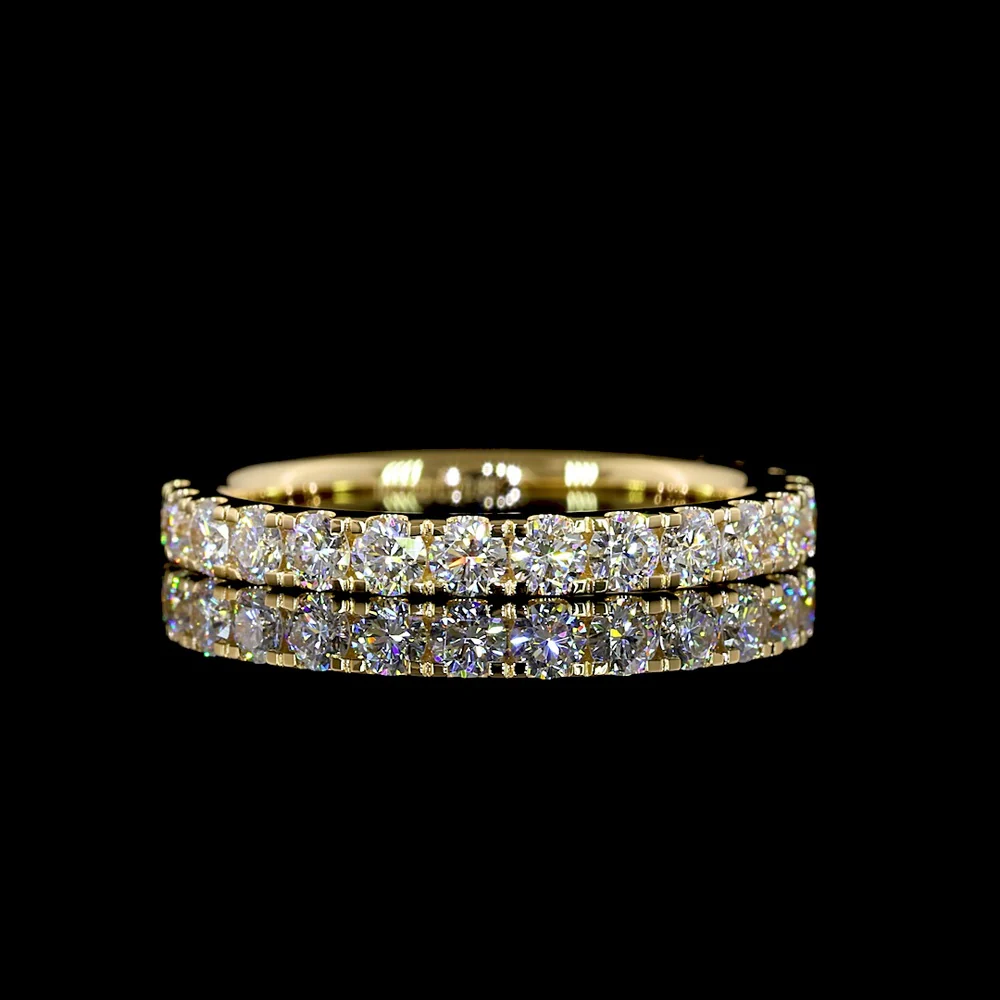 18K Yellow Gold 3/4 Eternity Band with Pavé Micro Set Round Lab Diamonds - 0.87 Carat Total Diamond Weight - Covaloro Fine Jewelry