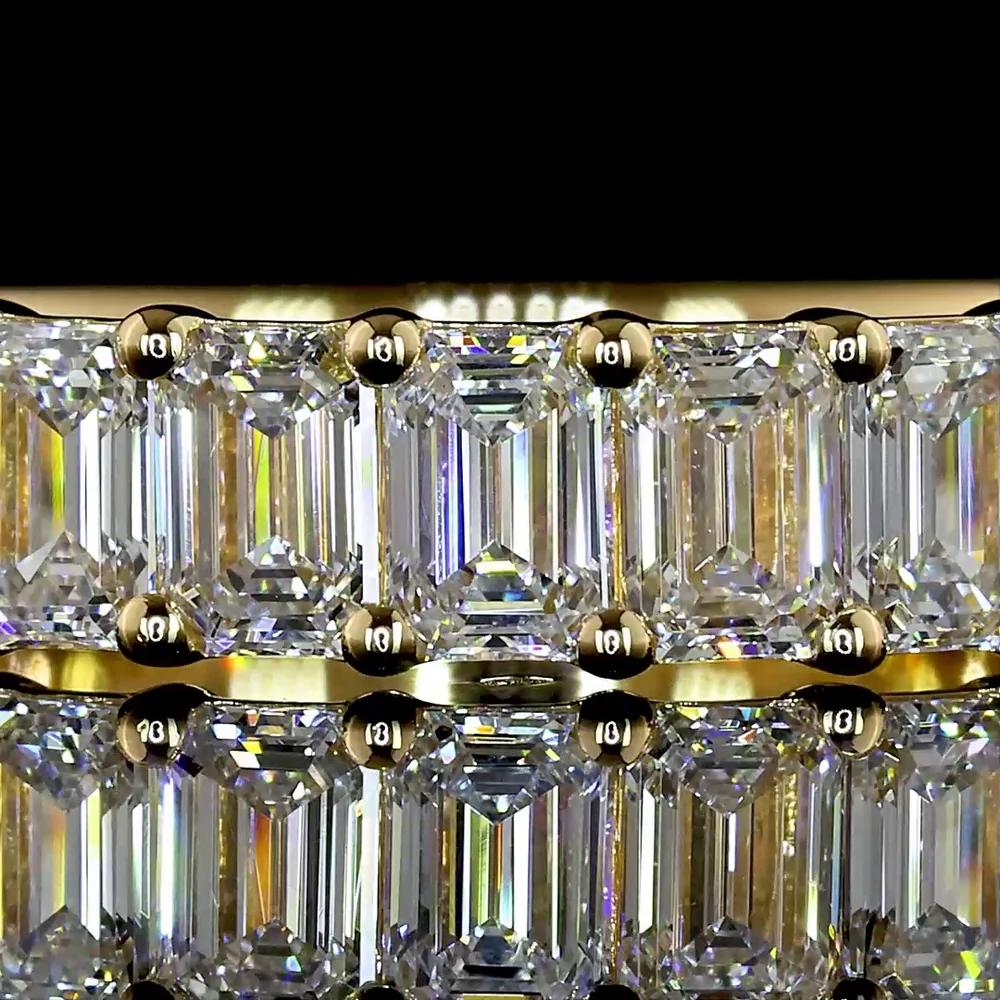18K Yellow Gold 3/4 Eternity Band with Prong Set Emerald Cut Lab Diamonds - 1.72 Carat Total Diamond Weight, E-F Color VS Clarity - Covaloro Fine Jewelry - Image 2