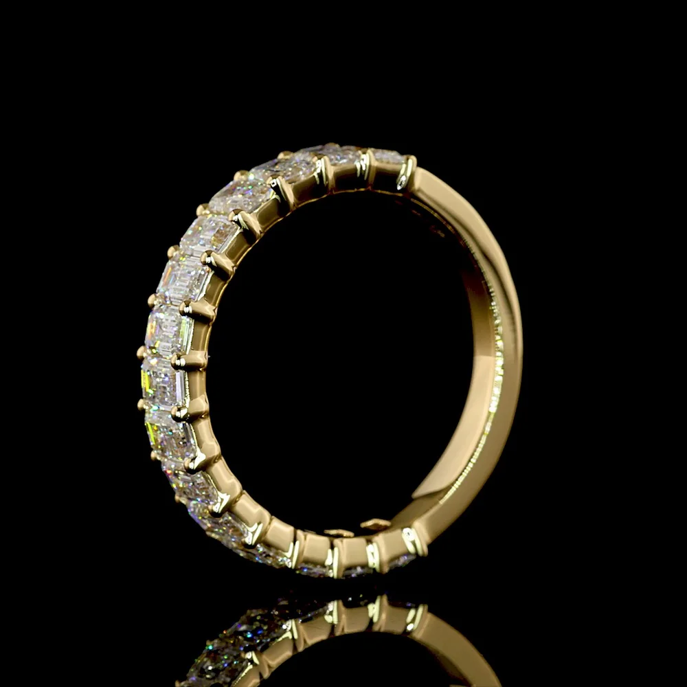 18K Yellow Gold 3/4 Eternity Band with Prong Set Emerald Cut Lab Diamonds - 1.72 Carat Total Diamond Weight, E-F Color VS Clarity - Covaloro Fine Jewelry - Image 4