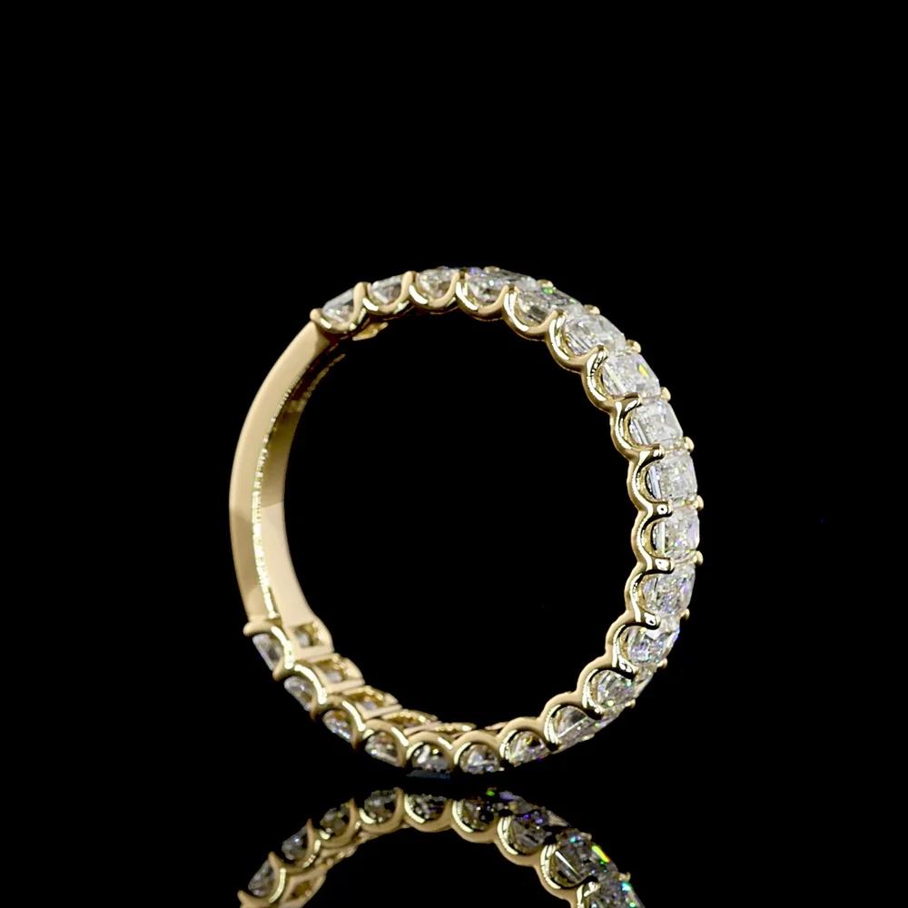 18K Yellow Gold 3/4 Eternity Band with U-Prong Set Emerald Cut Lab Diamonds - 2.11 Carat Total Weight - Covaloro Fine Jewelry - Image 3