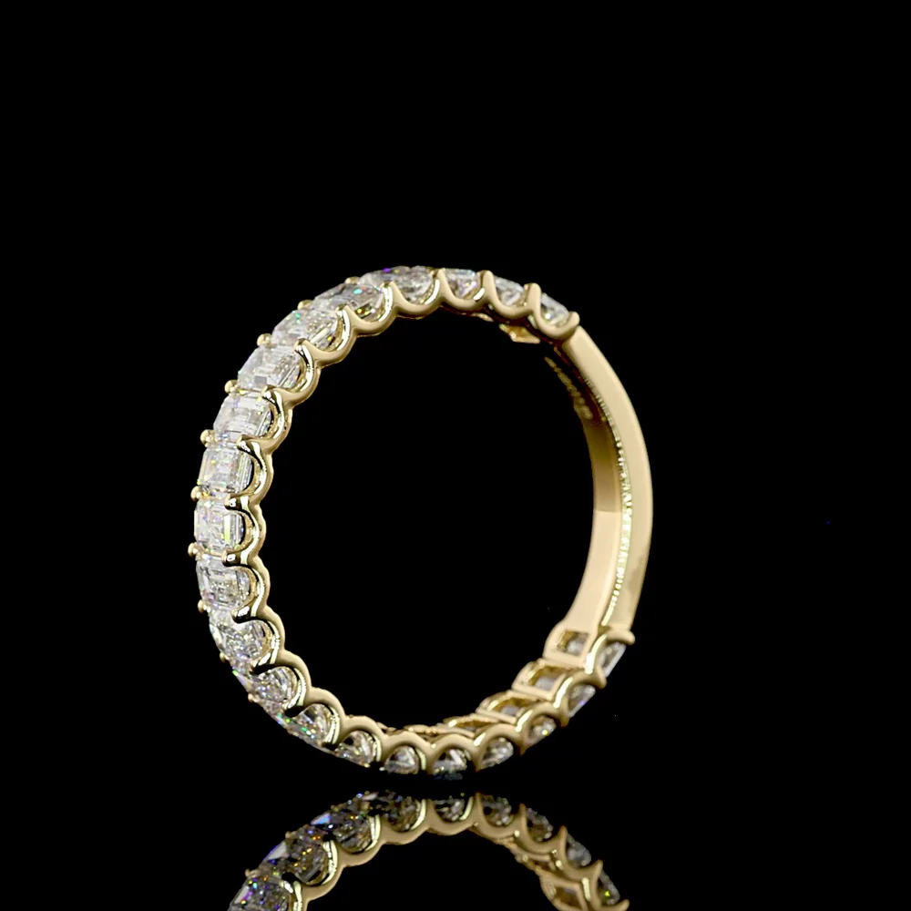 18K Yellow Gold 3/4 Eternity Band with U-Prong Set Emerald Cut Lab Diamonds - 2.11 Carat Total Weight - Covaloro Fine Jewelry - Image 4