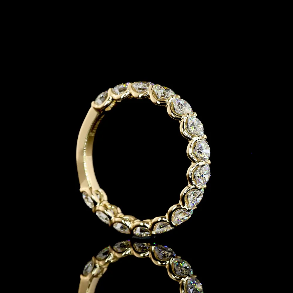 18K Yellow Gold 3/4 Eternity Band with U-Prong Set Round Brilliant Lab Diamonds - 2.18 Carat Total Diamond Weight - Covaloro Fine Jewelry - Image 3