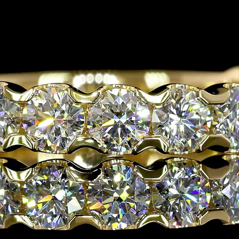 18K Yellow Gold 3/4 Eternity Band with U-Prong Set Round Lab Diamonds - 1.36 Carats Total Diamond Weight, E-F Color, VS Clarity - Covaloro Fine Jewelry - Image 2