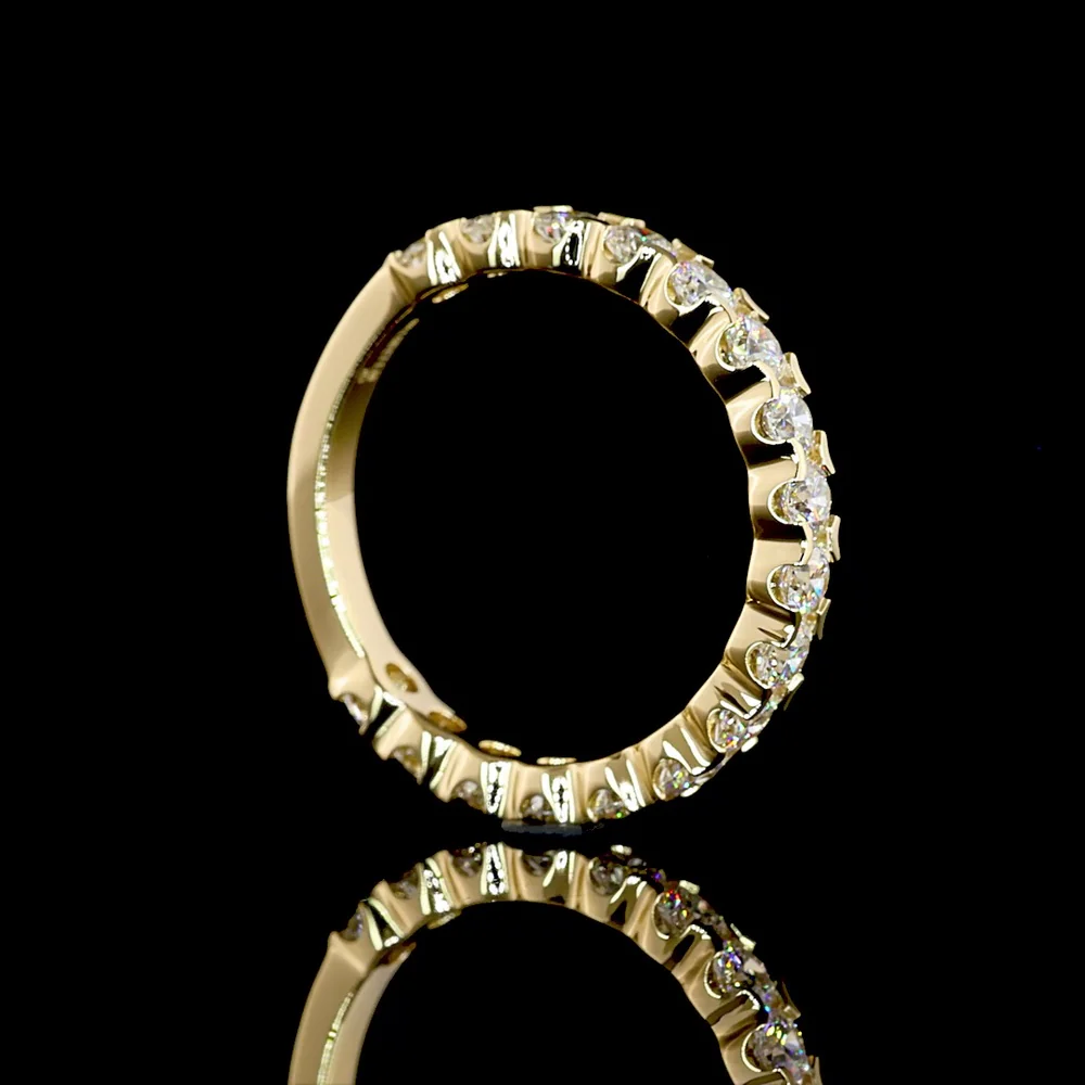 18K Yellow Gold 3/4 Eternity Band with U-Prong Set Round Lab Diamonds - 1.36 Carats Total Diamond Weight, E-F Color, VS Clarity - Covaloro Fine Jewelry - Image 3