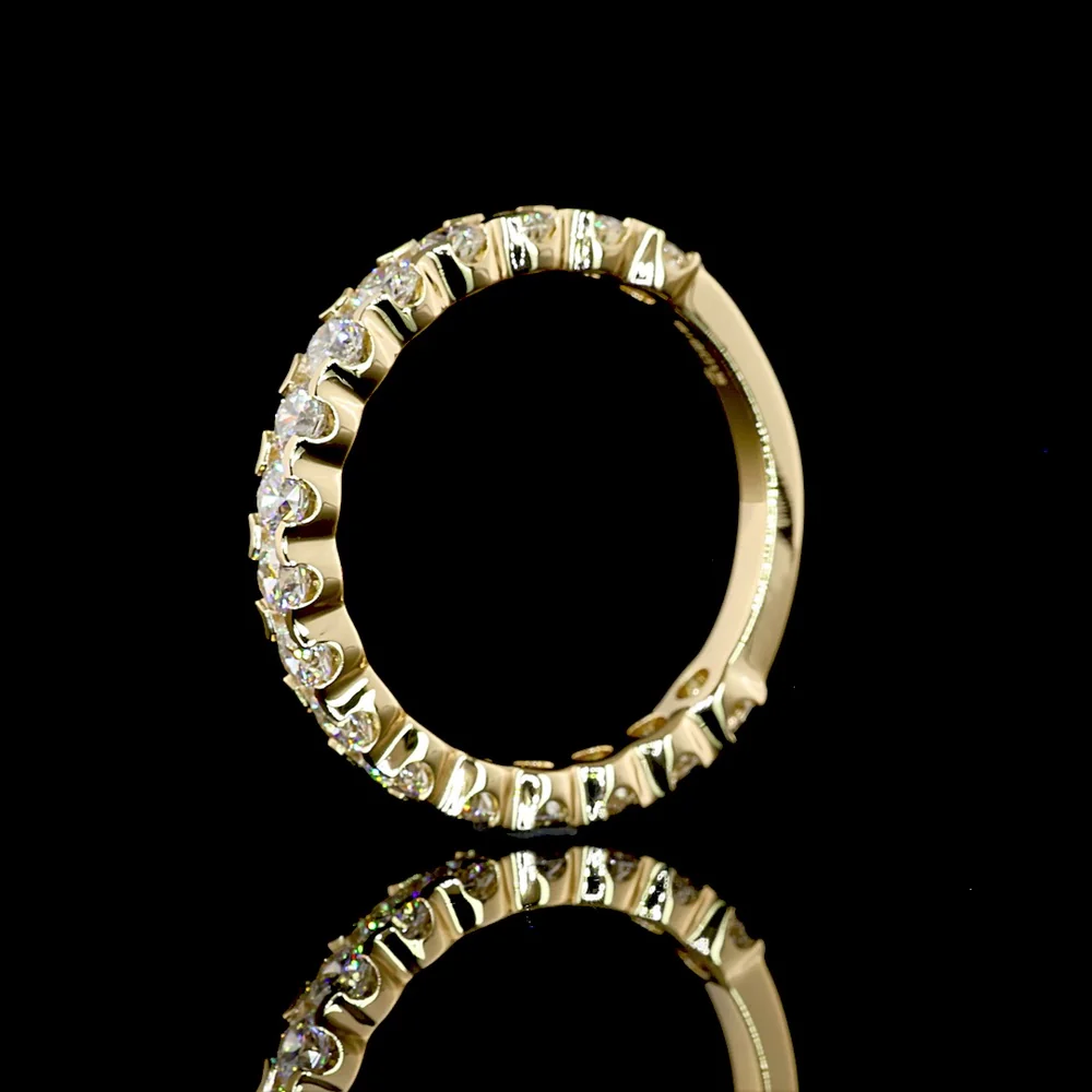 18K Yellow Gold 3/4 Eternity Band with U-Prong Set Round Lab Diamonds - 1.36 Carats Total Diamond Weight, E-F Color, VS Clarity - Covaloro Fine Jewelry - Image 4