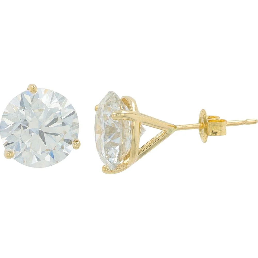 18K Yellow Gold 8.00 Carat Total Lab Grown Diamond Martini Set Stud Earrings - H Color, VS - 1 Clarity