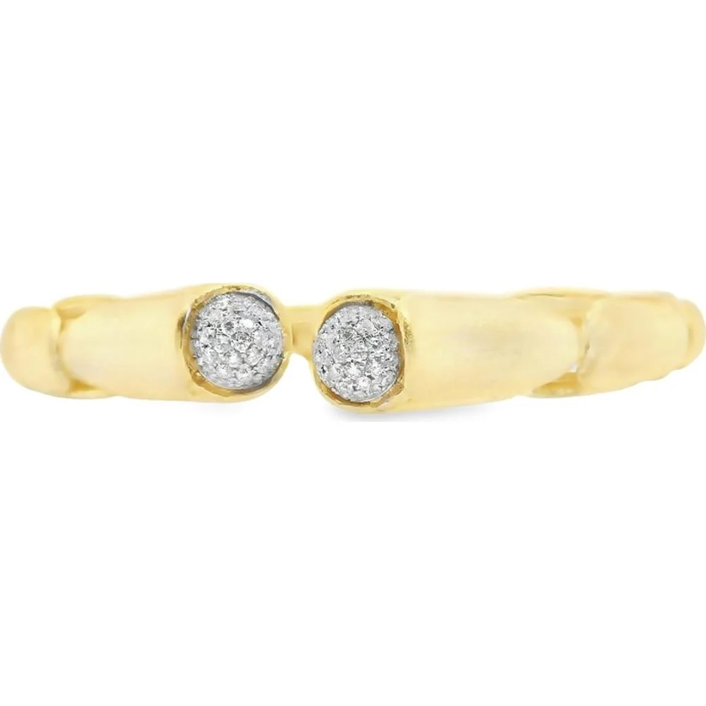 18K Yellow Gold and White Gold Diamond Bangle Bracelet with Round Diamond Cluster Stations by Afarin