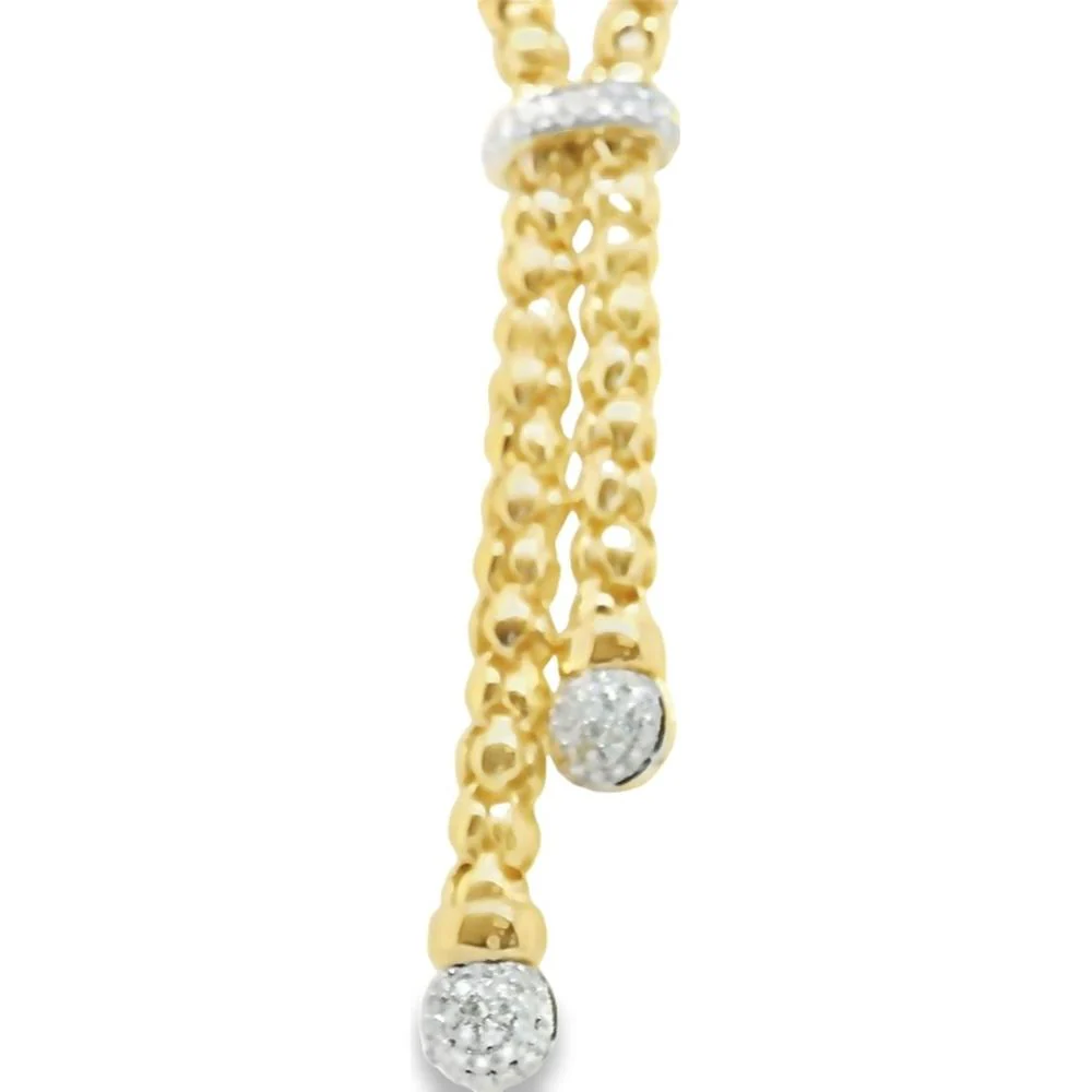 18K Yellow Gold and White Gold Diamond Lariat Necklace by Afarin