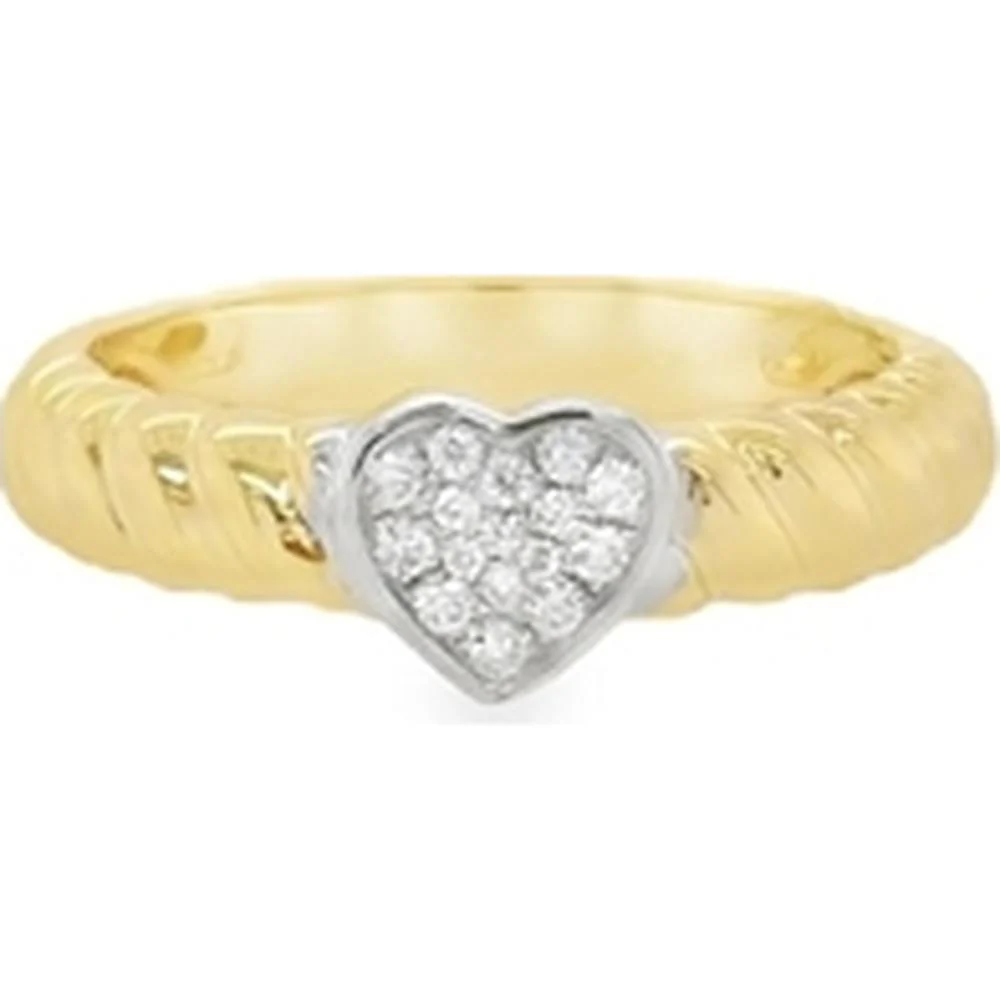 18K Yellow Gold and White Gold Heart Diamond Ring by Afarin